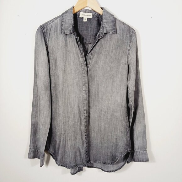 Cloth & Stone Anthropologie S Gray Chambray Button Down Front W Back Button Down - Picture 6 of 16